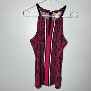 Michael Kors Pink and Navy Sleeveless Flowy Top Size L